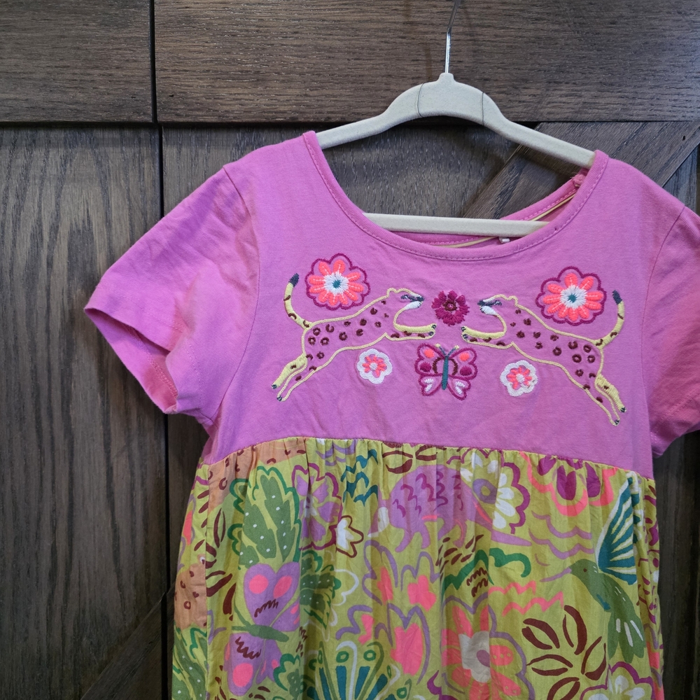 Mini Boden Pink and Green Floral Dress - Picture 2 of 3